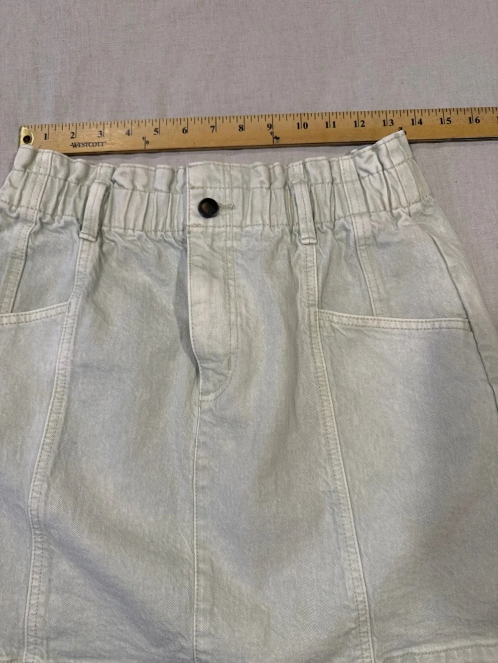 Universal Thread Light Wash Paperbag Waist Denim Mini Skirt Size 10